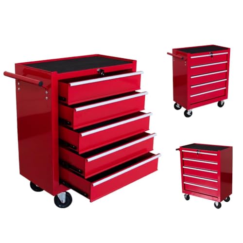 Torin 5 Drawer Tool Chest on Wheels, Rolling Garage Tool Storage Cabinet Workshop Organizer with Locking System for Garage, Warehouse, Workshop, Repair Shop
