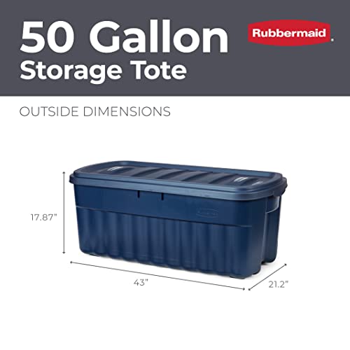Rubbermaid Roughneck Storage Totes 50 Gal, Large Durable Stackable Storage Containers, Great for Basement, Attic, Garage Storage, and More