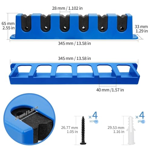 DZrudun Vertical Fishing Rod Holder for Garage Wall Mounted - 6 Rods Fishing Pole Storage Rack with Damage-Free EVA Grip, Interlocking Fishing Pole Holders for Garage Organization, Best Fish Gifts Men
