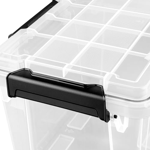 Sterilite 18 Pack 19 Qt Gasket Box, Clear Stackable Plastic Storage Container with Lids, Black - Waterproof and Dustproof Tote for Home Organization
