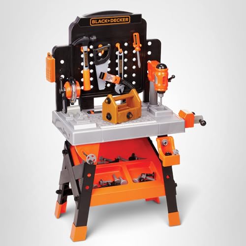 JAKKS Pacific Black+Decker Kids Workbench - Power Tools Workshop - Build Your Own Toy Tool Box – 75 Realistic Toy Tools and Accessories [Amazon Exclusive]