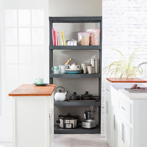 Sterilite 5 Shelf Plastic Storage Unit Bundled with Easy to Assemble Storage Cabinet for Garage, Pantry & Kitchen Organization, 4 Shelves, Gray