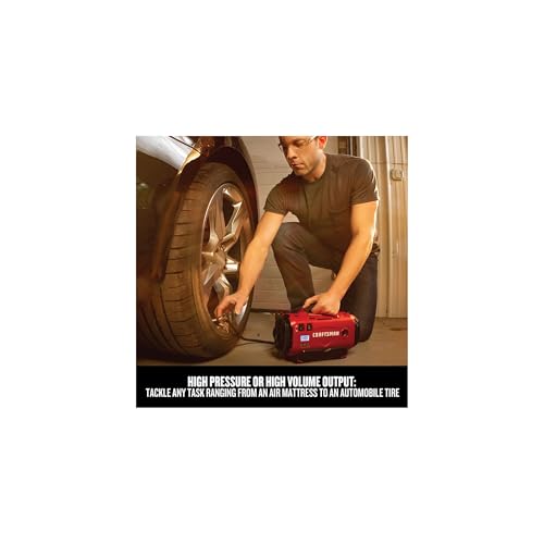 CRAFTSMAN V20 Tire Inflator Portable Air Compressor, Car Air Pump, 3 Modes Tire Pump: Cordless, 120V Corded, and 12V Car Adapter, Battery Sold Separately (CMCE520B)