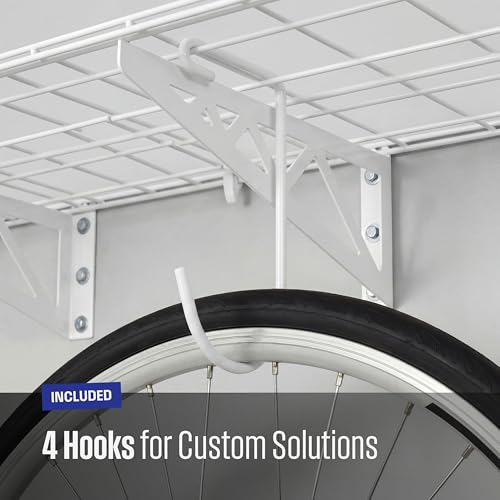 SafeRacks Garage Wall Shelves - 2 Pack Combo Set with 4 Hanging Hooks