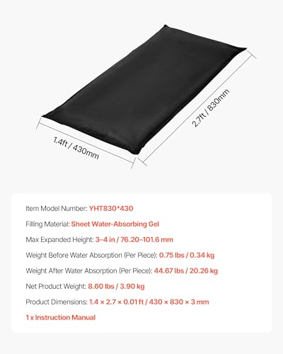 VEVOR Flood Barrier, 10 Pack, 1.4 x 2.7 ft Flood Bags with Bucket, Water Absorbent Barrier Activated by Water, Sandless Sandbags Blockage, Flooding Prevention Bags for Door, Basement, Garage