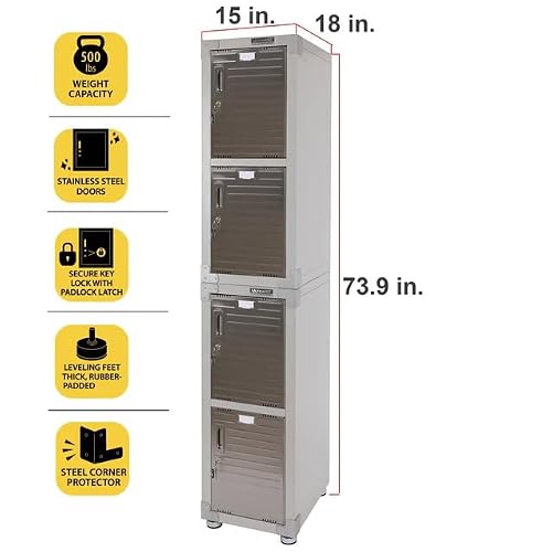 Seville Classics UltraHD® 4-Door Stackable Locker Cabinet, Granite
