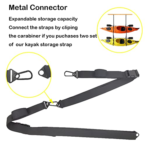 Heavy Rope Hoist Stainless Steel Pulley System with Storage Straps for Kayak Hanger Cargo Ceiling Storage Overhead Storage Watercraft Garage Storage Kayak Wall Hanging Sling Rope Tightening System