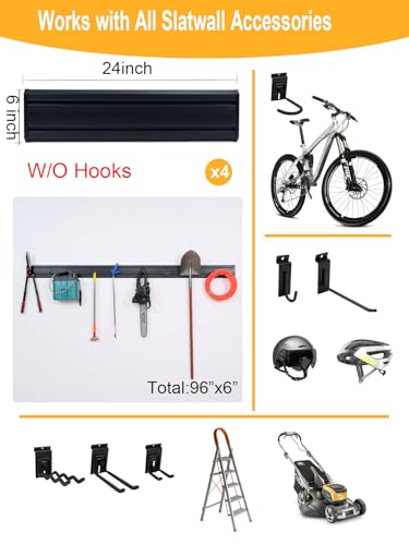 FRAYSCENT Slatwall Panels Garage Tool Organizer Wall Mount Garage Slat Wall Storage Systems, Bike Storage Rack Garage Organizers and Storage PVC Wall Panels Slat Wall Paneling