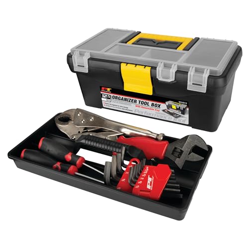 Performance Tool W54012 Heavy Duty Plastic Organizer Tool Box for Workshops and Garages, Black, 12.5-Inch