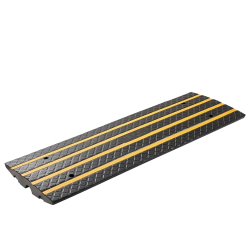 VEVOR Car Driveway Rubber Curb Ramp, 33069 lbs Load Capacity, 2.6 inch Rise Curbside Bridge Ramp with Yellow Reflective Strips, Suitable for Loading Dock, Warehouse, Garage, Sidewalk (3 Pack)