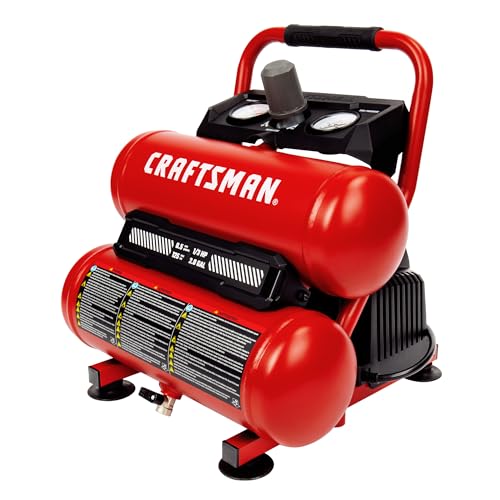 Craftsman 2-Gallon Air Compressor, 1/3 HP Oil-Free Twin Tank, 125 PSI Max – Portable & Quiet for Home DIY, Tire Inflation, Nailing & Spray Painting (Twin Stack)