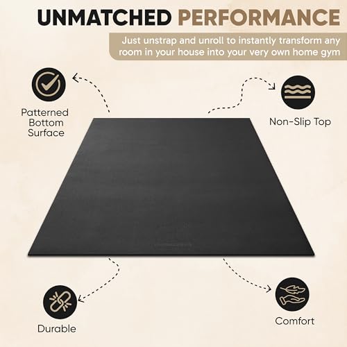 Gorilla Mats Large Exercise Mat – 6' x 4' x 1/4" – Ultra Durable Thick Workout Mat for Home Gym Flooring – Non-Slip, Flat, Fitness, Yoga & Weight Lifting Floor Mat – Shoe Friendly