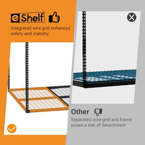 eShelf 2ftx8ft Overhead Garage Storage Rack, Heavy-Duty Metal Garage Ceiling Storage Rack, 22''-40" Adjustable Ceiling Drop-Down, 400 lb. Loading Weight Capacity, Black