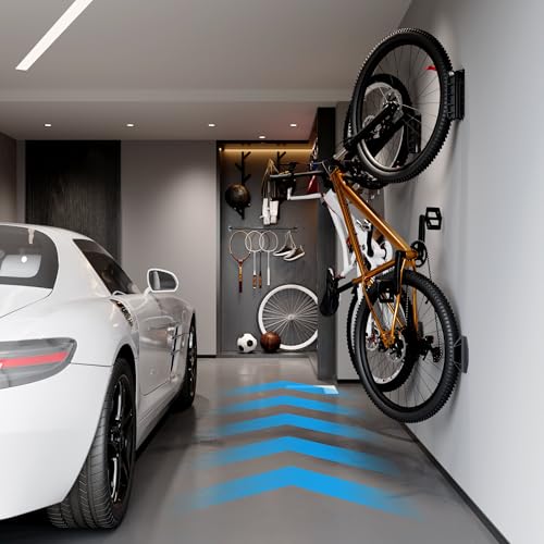 UmeHome Swivel Bike Wall Mount, Bike Hangers for Garage, Space-Saving Bike Storage, Sturdy Bicycle Rack Can Holds Up to 77 lbs, Easy Install, 2 Pack