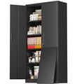 Greenvelly Storage Cabinet, 72” Black Garage Steel Locking Cabinet with Doors and 4 Adjustable Shelves, Tall Lockable File &Tool Cabinet for Home Office, Metal Classroom Cabinet Basement