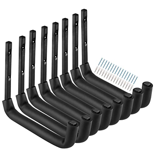 Heavdace 8 Pack Garage Storage Hooks,10 Inch Heavy Duty Ladder Storage Hanger, Wall Mounted Utility Rack