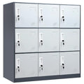 WISUNO 9 Doors Metal Lockers for Employees, Steel Storage Locker with Lock and Card Slot,Lockable Office Metal Storage for School Office Gym Bedroom,Garage(Gray)