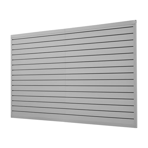 VEVOR Slat Wall Paneling, 8 x 4 ft, PVC Garage Slatwall without Accessories, Grey Slat Wall Easy-to-Install Adjustable Slatwall Panel with Coupling Structure & DIY Cutting, Fits for Storage & Display