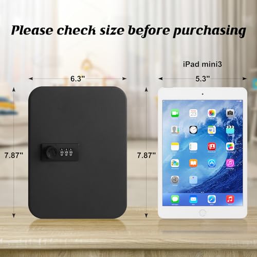 KYODOLED 20 Key Storage Lock Box with Code, Key Cabinet Organizer Wall Mount with Combination Lock, Hooks & Labels for Home, Office & Rental Properties, 7.87 x 6.3 x 3.14 in, Black