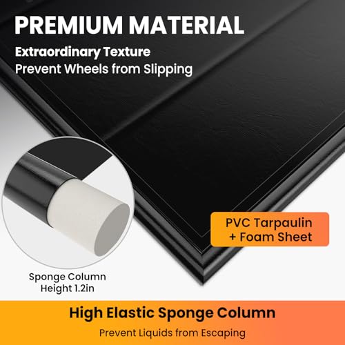 RVSNAIL Garage Floor Mat, 7'9''x18' Heavy Duty 1.2inch Thick Containment Mats, Waterproof PVC Matwith High Elastic Sponge Column, Non-Slip Surface, Parking Mat with a Squeegee