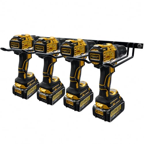 Vikerniel Drill Holder, Power Tool Organizer, Wall Mount 4 Cordless Metal Shelf Holder, Utility Storage Rack for Dewalt Cordless Tools for father day gifts