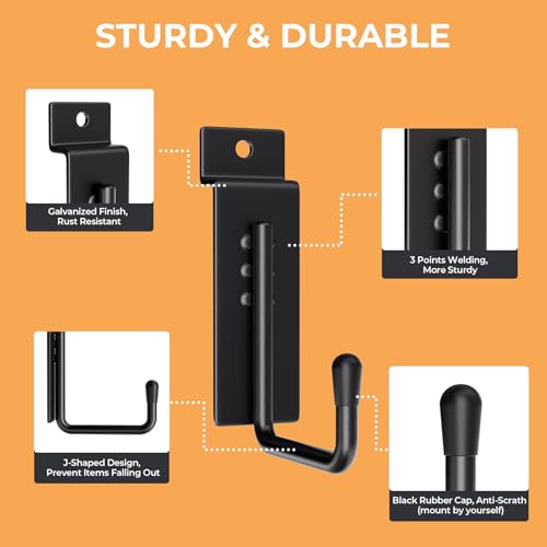 INCLY 25 Pack J-Shaped Slatwall Hooks, Heavy Duty Slat Wall Hanging Hook and Hanger, Slatwall Panel Accessories Display Hooks for Garage, Kitchen, Retail Store
