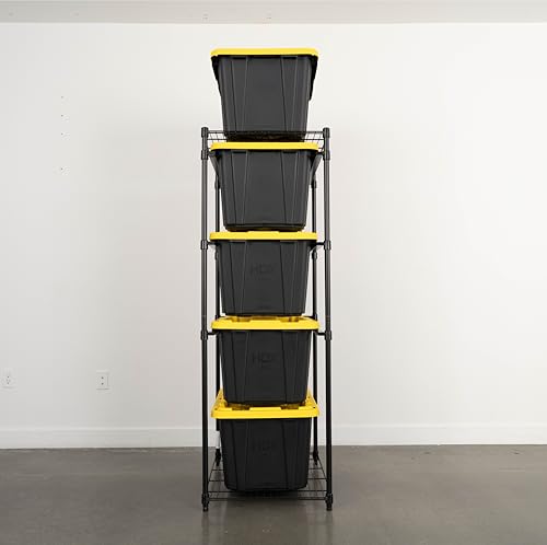 SafeRacks 5-Tier Steel Tote Rack - (Rectangle Tube) Maximize Space, Declutter, Organization, NSF Certified, Bin Storage for Garage, Pantry, Kitchen, Workspace, 5 Shelves, 31″ x 23″ x 68″, Black