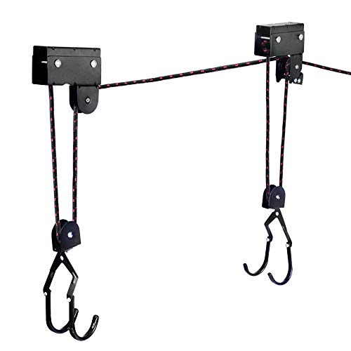ASMSW Kayak Ceiling Storage Bike Ceiling Mount Kayak Hoist Lift Storage Garage Pulley System for Canoe Paddleboard Bike Ladder 100 lbs Capacity with Straps