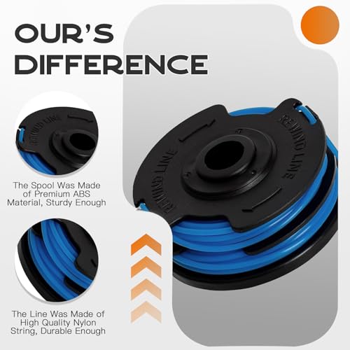 Kousika KST-120X Spool Compatible with Kobalt 40V Cordless String Trimmer KST 120X, KST 120X-06,Replacement Weed Eater String Spool Refills Autofeed Dual line 20ft 0.065" 8Pack(6 Spools, 2Cap)