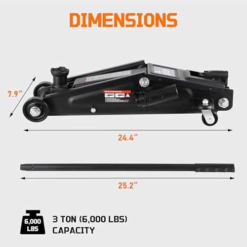 Olympia Tools 91-805 Torin Hydraulic Trolley Service/Floor Jack with Extra Saddle (Fits: SUVs and Extended Height Trucks): 3 Ton (6,000 lb) Capacity, Black