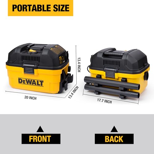 DEWALT DXV04T 4 Gallon Wet/Dry Shop Vacuum, 5 Peak HP Portable Corded Vac with Utility and Crevice Nozzles