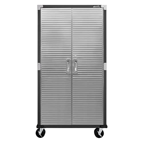 Seville Classics UltraHD Solid Steel Rolling Lockable Metal Storage Cabinet Locker Organizer, w/Adjustable Shelves for Garage, Warehouse, Office, Classroom, Graphite, 36" W x 18" D x 72" H