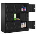 Greenvelly 9 Door Storage Locker for Employee, Metal Locker for Office, Gym, Shool, Lockable Black Steel Locker with Lock and Card Slot for Home,Garage