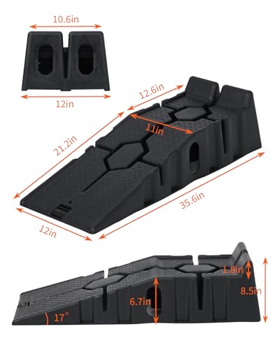 Garvee Plastic Car Service Ramps,Portable Low Profile Car Ramps for Maintenance or Oil Changes,5 Ton (12000 LB) Capacity,Lift Height 6.7 in, Home Garage,Vehicle Auto Garage Repair 2 Pack