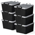 Life Story 6 Pack Heavy Duty Stackable Storage Bin, 55 Quart Home Organizer, Versatile Lightweight Locking Bins with Carrying Handles, Black/Gray