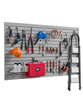 VEVOR Slat Wall Paneling, 8 x 4 ft, PVC Garage Slatwall without Accessories, Grey Slat Wall Easy-to-Install Adjustable Slatwall Panel with Coupling Structure & DIY Cutting, Fits for Storage & Display