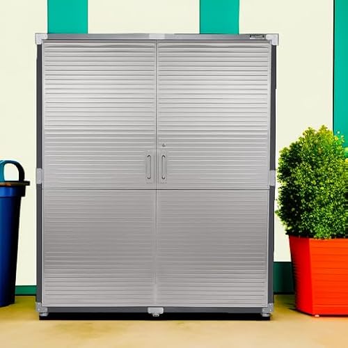 Seville Classics UltraHD Solid Steel Lockable Metal Storage Cabinet Locker Organizer, w/Adjustable Shelves for Garage, Warehouse, Office, Classroom, Graphite, 60" W x 24" D x 72" H