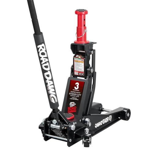 ATZ830027HD Torin Hydraulic Low and High Profile Professional Grade Foldable Garage Service/Floor Jack with Quick Lift Pump, 3 Ton (6,600 lb) Capacity, Black