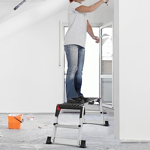 VEVOR Folding Work Platform, 40"×12"×20" Aluminum Drywall Stool Ladder, 660 lbs Load Capacity Heavy Duty Work Bench w/Non-Slip Feet, Ideal for Washing Vehicles, Cleaning, Painting, Decorating