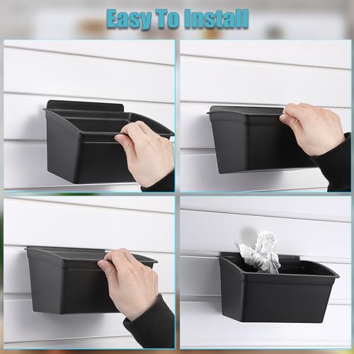 Sumnacon Slatwall Bins 6 Pcs Slatwall Organizer for Garage Plastic Slatwall Storage Bins for Storing Garage Accessories Multiple Stackable Slatwall Tool Organizer for Workshops,Retail Store,Black