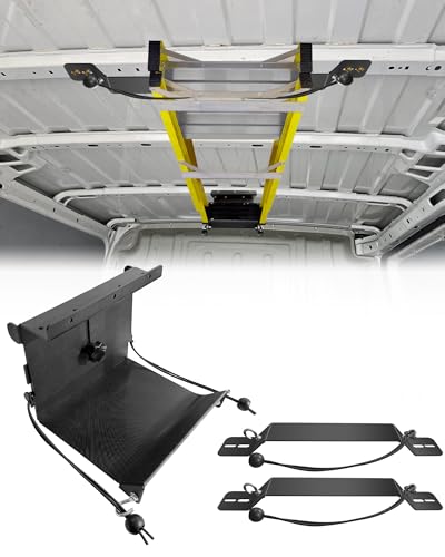 Universal Van Interior Ladder Storage Holder, Adjustable Internal Ladder Rack Fit for Van/Trailer/Truck Roof, Securely Stores Ladders in Vehicle, with Mounting Screws