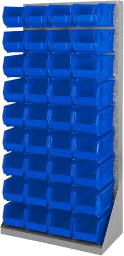 Akro-Mils 30240 AkroBins Plastic Storage Bins, Space-Saving Stackable Bins for Garage, Pantry, Craft Organization, 15 x 8 x 7 inches, Blue, 12-Pack