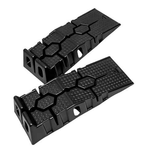 GETTKAOR Portable Plastic Car Ramps - 6600Lbs Capacity Non-Slip Low Profile Car Ramps for Oil Changes,Vehicle Ramps for Tire Replacement & Chassis Maintenance-SUV/Pickup/Sedan,2-Pack.