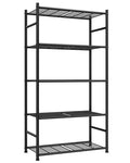 Sakugi Storage Shelves - 5-Tier Metal Storage Shelves with Wall Anchoring Kit & Leveling Feet, Sturdy Steel Shelf Organizer for Kitchen, Laundry Room, Bathroom, 23.6" x 13.7" x 59", Black