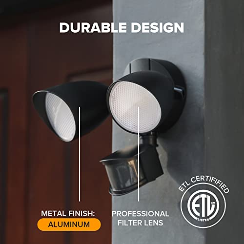 LUTEC 32W 3500 Lumen LED Security Lights Motion Sensor Light Outdoor, 5000K Daylight, IP65 Waterproof, Dusk to Dawn, Hardwired Motion Detector Flood Light for Garage, Yard, Porch-Black