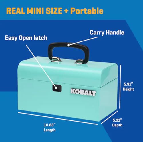 Portable Mini Toolbox 10.83-in W x 5.91-in H x 5.91-in D Teal Steel Tool Box, mint, makeup orginaztion, craft storage