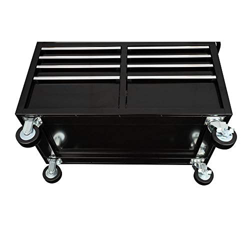 HuskyTools Workbench, Extra Deep 46 in. 9-Drawer Mobile, Wood, Black, 200 lb Load Capacity