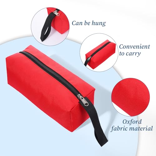 Red Zipper Bag Pouch Small Tool Bag Pouch Small Red Canvas Bags Tool Pouches with Zipper Fabric Utility Tools Pouches for Screws Screwdrivers, Pliers, Storage Organizer