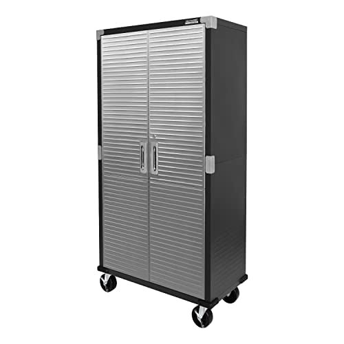 Seville Classics UltraHD Solid Steel Rolling Lockable Metal Storage Cabinet Locker Organizer, w/Adjustable Shelves for Garage, Warehouse, Office, Classroom, Graphite, 36" W x 18" D x 72" H