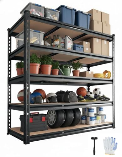 36x18x72 Heavy Duty Garage Storage Shelves,5-Tier Adjustable Metal Shelving Units, 2500 LBS Load Capacity Industrial Utility Storage Racks for Warehouse Pantry Shed Basement Garage Organization